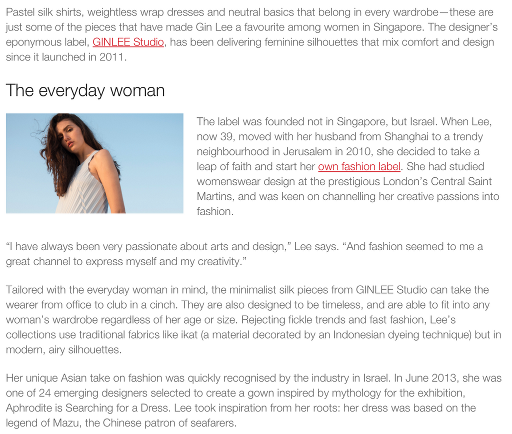 VISIT SINGAPORE: GINLEE: Feminine Threads For The Modern Woman