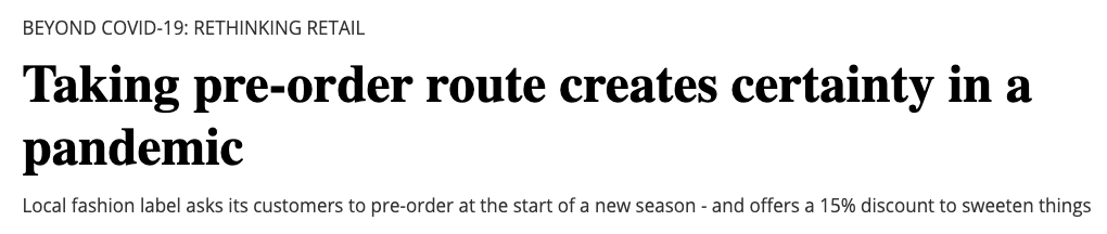 Business Times | Taking pre-order route creates certainty in a pandemic